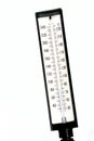 A rectangular shaped isolated industrial thermometer