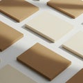 Rectangular sheets of paper in beige and light brown tones are arranged on a white Royalty Free Stock Photo