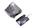 Rectangular Shungite pendant and rough lustrous elite Shungite from Russia, Royalty Free Stock Photo