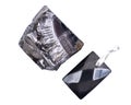 Rectangular Shungite pendant and rough lustrous elite Shungite from Russia, Royalty Free Stock Photo