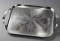 Rectangular Silver Tray with Side Handles and Detailed Embossing, Generative AI