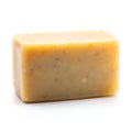 A rectangular solid soap bar, isolated on a pure white background. Perfect for personal care ads, bathroom branding, and hygiene Royalty Free Stock Photo