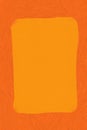 Rectangular space for text on bright orange paint brush strokes in old watercolor dry gouache texture Royalty Free Stock Photo