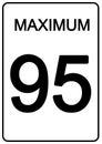 Maximum 95 Speed Sign rectangular shape Royalty Free Stock Photo
