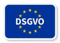 Rectangular sticker icon with the flag of the EU and German text DSGVO translate General Data Protection Regulation.