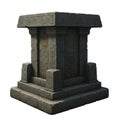 Rectangular stone pedestal with intricate carvings, featuring geometric and symbolic Royalty Free Stock Photo