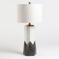 Contrasting Geometries: White Lamp With Gray Finish And Dark Gold Accents