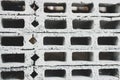 Rectangular thick concrete blocks are characterized by small pores scattered throughout the cube Royalty Free Stock Photo