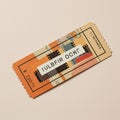 Rectangular ticket featuring a collage of colorful patterns and film strip designs. The Royalty Free Stock Photo