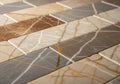 Rectangular tiles with a marble-like pattern arranged in a staggered layout. The tiles Royalty Free Stock Photo
