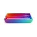 Rectangular tray with colorful gradient finish isolated on white background Royalty Free Stock Photo