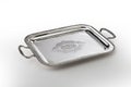 Rectangular tray engraved with handles