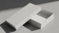 Rectangular white box partially open casting shadows on a gray surface Royalty Free Stock Photo