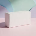 Rectangular white box on a pastel pink surface with a backdrop of Royalty Free Stock Photo