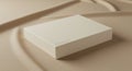 Rectangular white cardboard box on a beige fabric background creating soft, flowing Royalty Free Stock Photo