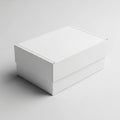 Rectangular white cardboard box with a smooth surface on a plain white background. The lid fits Royalty Free Stock Photo