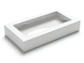 A rectangular white cardboard gift box with a clear plastic window for showcasing products inside Royalty Free Stock Photo
