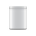 Rectangular white gloss tin can. Container for coffee, tea, sugar, sweet, spice. Vector realistic illustration packaging Royalty Free Stock Photo