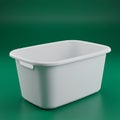 Rectangular white plastic container with rounded edges and integrated handles. The Royalty Free Stock Photo