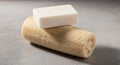 A rectangular white soap bar sits Royalty Free Stock Photo