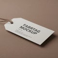 Rectangular white tag with bevelled corners, labeled \'FABRTAG MOCKUP\' in bold Royalty Free Stock Photo