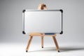 Rectangular whiteboard mounted on a wooden easel Royalty Free Stock Photo