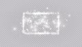 Rectangular winter snow frame border with stars, sparkles and snowflakes on transparent background. Festive christmas Royalty Free Stock Photo