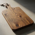 Rectangular wooden cutting board with a handle, featuring distinct wood grain Royalty Free Stock Photo