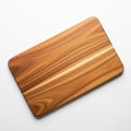Rectangular wooden cutting board with rounded edges on a white background. Featu Royalty Free Stock Photo