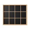 Wooden framed grid with twelve black squares on a white background image photo Royalty Free Stock Photo