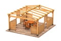 Rectangular wooden gazebo