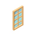 Rectangular wooden window with blue glass. 3D style icon. Isometric vector element for web-site or mobile app Royalty Free Stock Photo