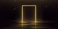 Rectangular yellow frame on dark water background