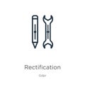 Rectification icon. Thin linear rectification outline icon isolated on white background from gdpr collection. Line vector