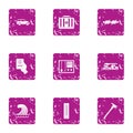 Rectify icons set, grunge style Royalty Free Stock Photo