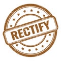 RECTIFY text on brown grungy vintage round stamp