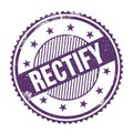 RECTIFY text written on purple indigo grungy round stamp