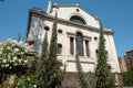 Rectory garden overlooking Christchurch Spitalfields, London UK, with echiums, digitalis and other flowers. Royalty Free Stock Photo