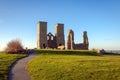 Remains of Reculver Church Towers Bathed in Late Afternoon Sun Royalty Free Stock Photo