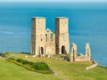 Reculver Towers and Roman Fort on the seaside in Reculver, England Royalty Free Stock Photo