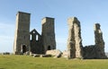 Reculver towers roman saxon shore fort and remains of 12th century church. Royalty Free Stock Photo