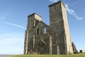 Reculver towers roman saxon shore fort and remains of 12th century church. Royalty Free Stock Photo