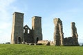 Reculver towers a roman saxon shore fort and remains of a 12th century church undercut by coastal erosion. Royalty Free Stock Photo