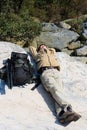 Recumbent hiker Royalty Free Stock Photo