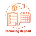 Recurring deposit concept icon. Savings idea thin line illustration. Creating investment account. Regular payments Royalty Free Stock Photo