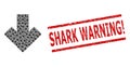 Arrow Down Recursion Composition of Arrow Down Items and Distress Shark Warning! Seal Stamp Royalty Free Stock Photo