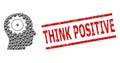 Intellect Fractal Collage of Intellect Items and Textured Think Positive Stamp