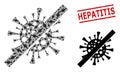 No Contagious Virus Mosaic of No Contagious Virus Icons and Grunge Hepatitis Seal