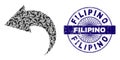 Undo Fractal Composition of Undo Icons and Grunge Filipino Round Guilloche Seal