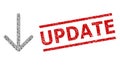 Arrow Down Fractal Mosaic of Arrow Down Icons and Scratched Update Seal Royalty Free Stock Photo